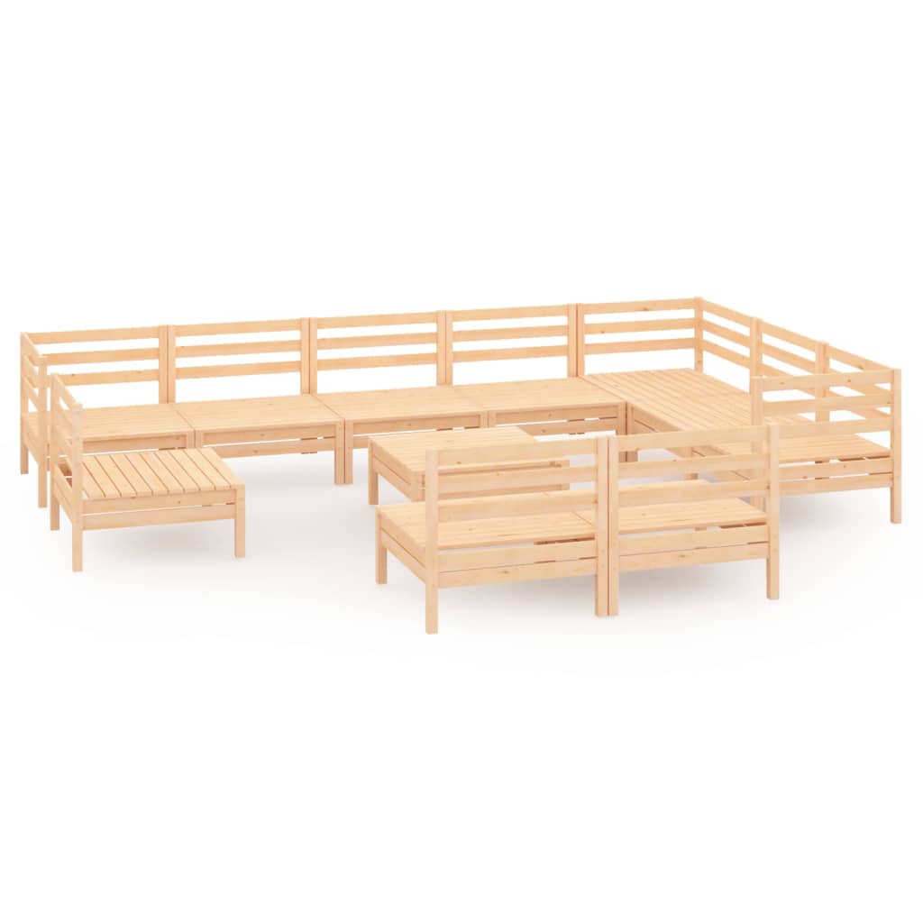 11 Piece Garden Lounge Set Solid Pinewood