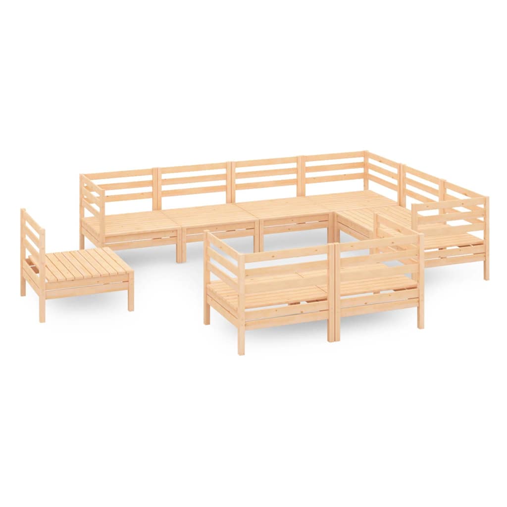 9 Piece Garden Lounge Set Solid Wood Pine