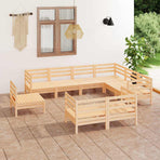 9 Piece Garden Lounge Set Solid Wood Pine