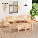 9 Piece Garden Lounge Set Solid Wood Pine