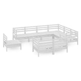 9 Piece Garden Lounge Set Solid Pinewood White