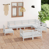 9 Piece Garden Lounge Set Solid Pinewood White