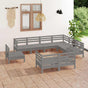 9 Piece Garden Lounge Set Solid Wood Pine Grey