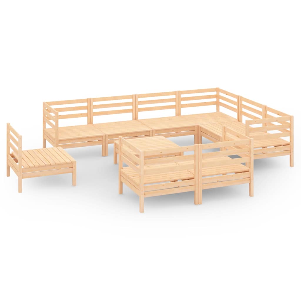 10 Piece Garden Lounge Set Solid Wood Pine