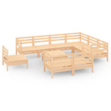10 Piece Garden Lounge Set Solid Wood Pine