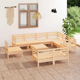 10 Piece Garden Lounge Set Solid Wood Pine