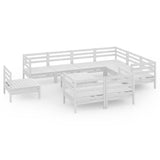 10 Piece Garden Lounge Set Solid Pinewood White