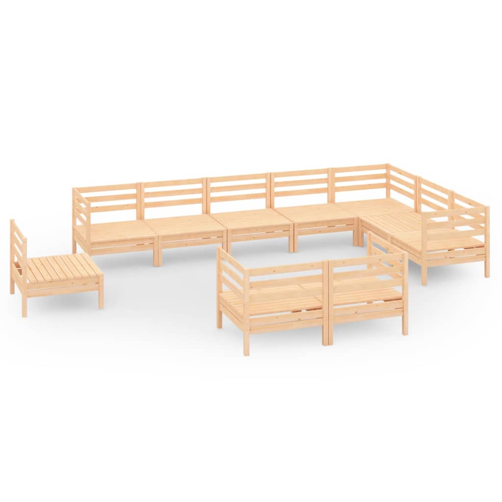 10 Piece Garden Lounge Set Solid Pinewood