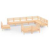 10 Piece Garden Lounge Set Solid Pinewood