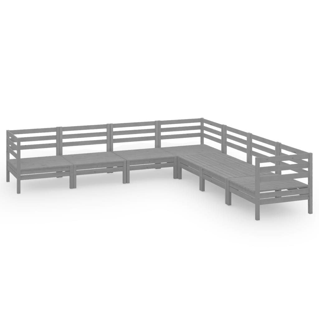 7 Piece Garden Lounge Set Solid Pinewood Grey