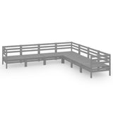 7 Piece Garden Lounge Set Solid Pinewood Grey