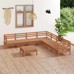 8 Piece Garden Lounge Set Solid Wood Pine Honey Brown
