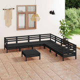 8 Piece Garden Lounge Set Solid Wood Pine Black