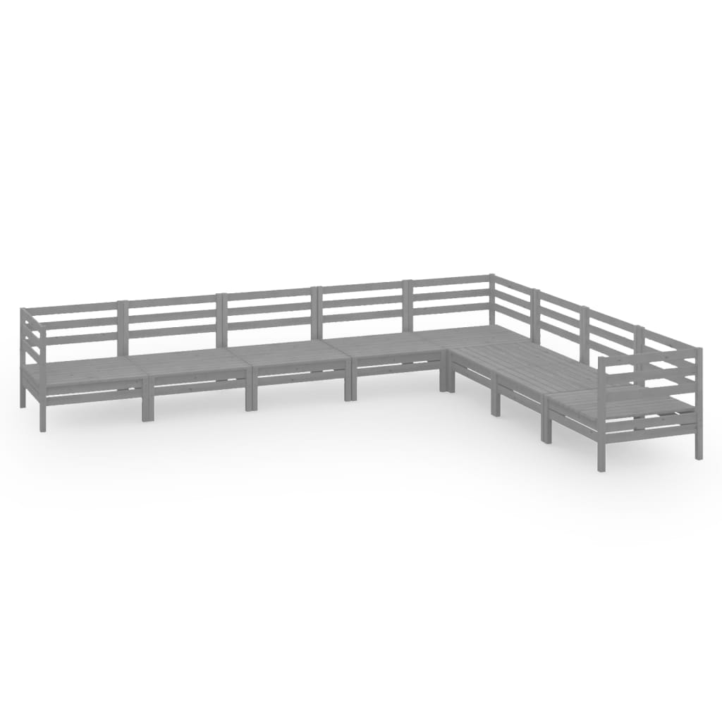 8 Piece Garden Lounge Set Solid Pinewood Grey