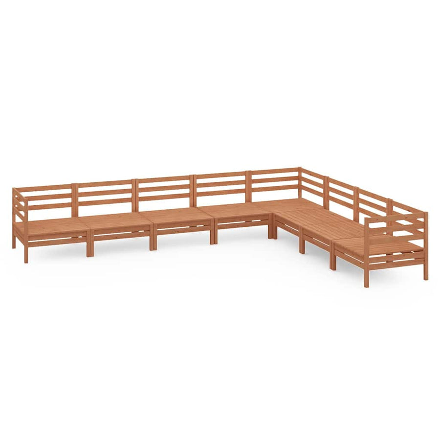 8 Piece Garden Lounge Set Solid Wood Pine Honey Brown