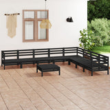 9 Piece Garden Lounge Set Solid Pinewood Black