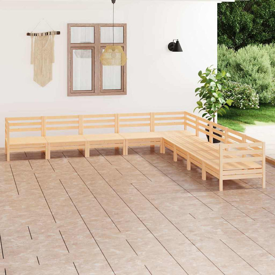 9 Piece Garden Lounge Set Solid Wood Pine