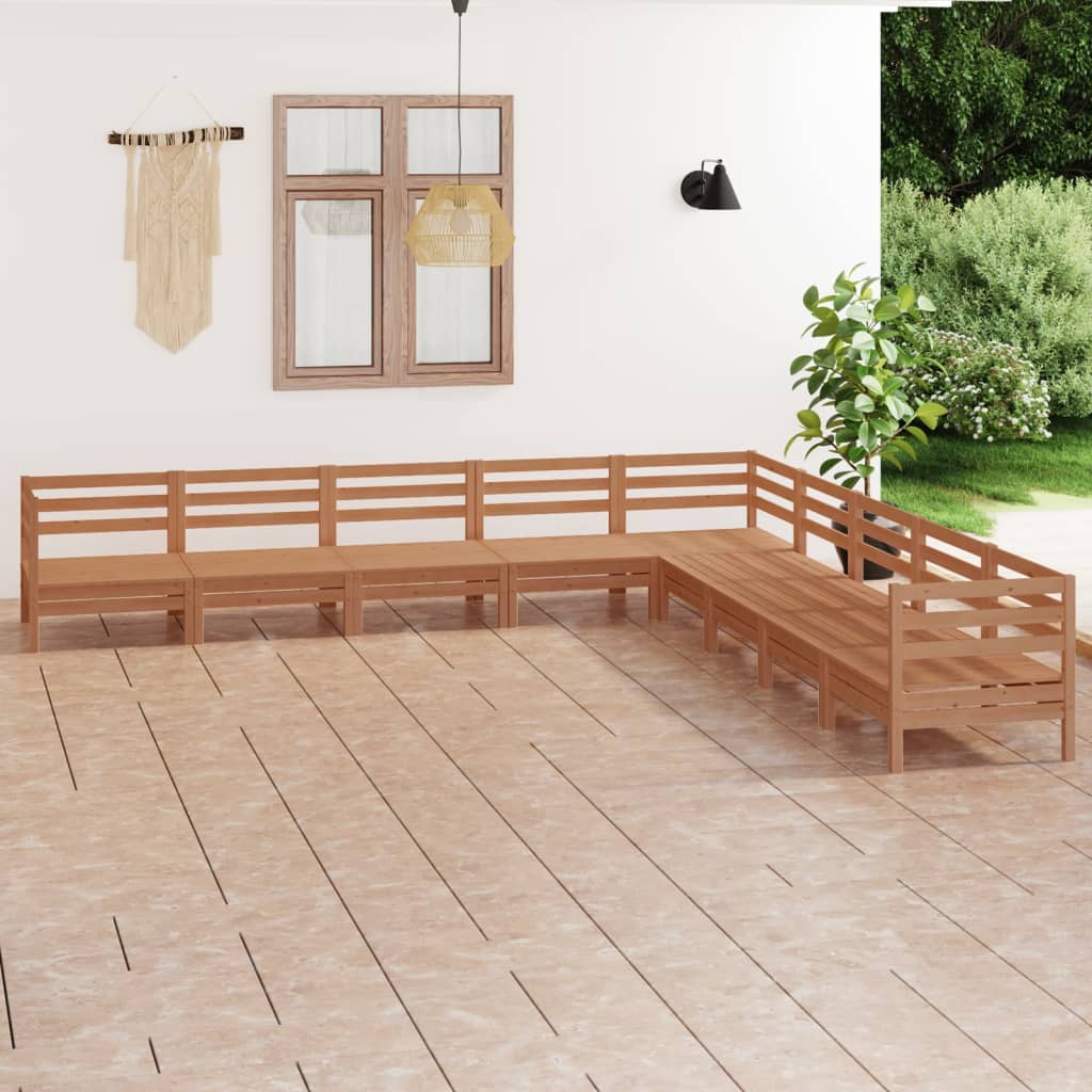 9 Piece Garden Lounge Set Solid Pinewood Honey Brown