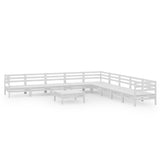 10 Piece Garden Lounge Set Solid Wood Pine White