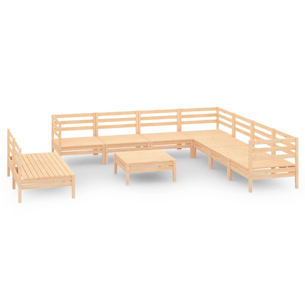 10 Piece Garden Lounge Set Solid Pinewood