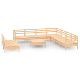 10 Piece Garden Lounge Set Solid Pinewood - Front View