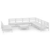10 Piece Garden Lounge Set Solid Pinewood White