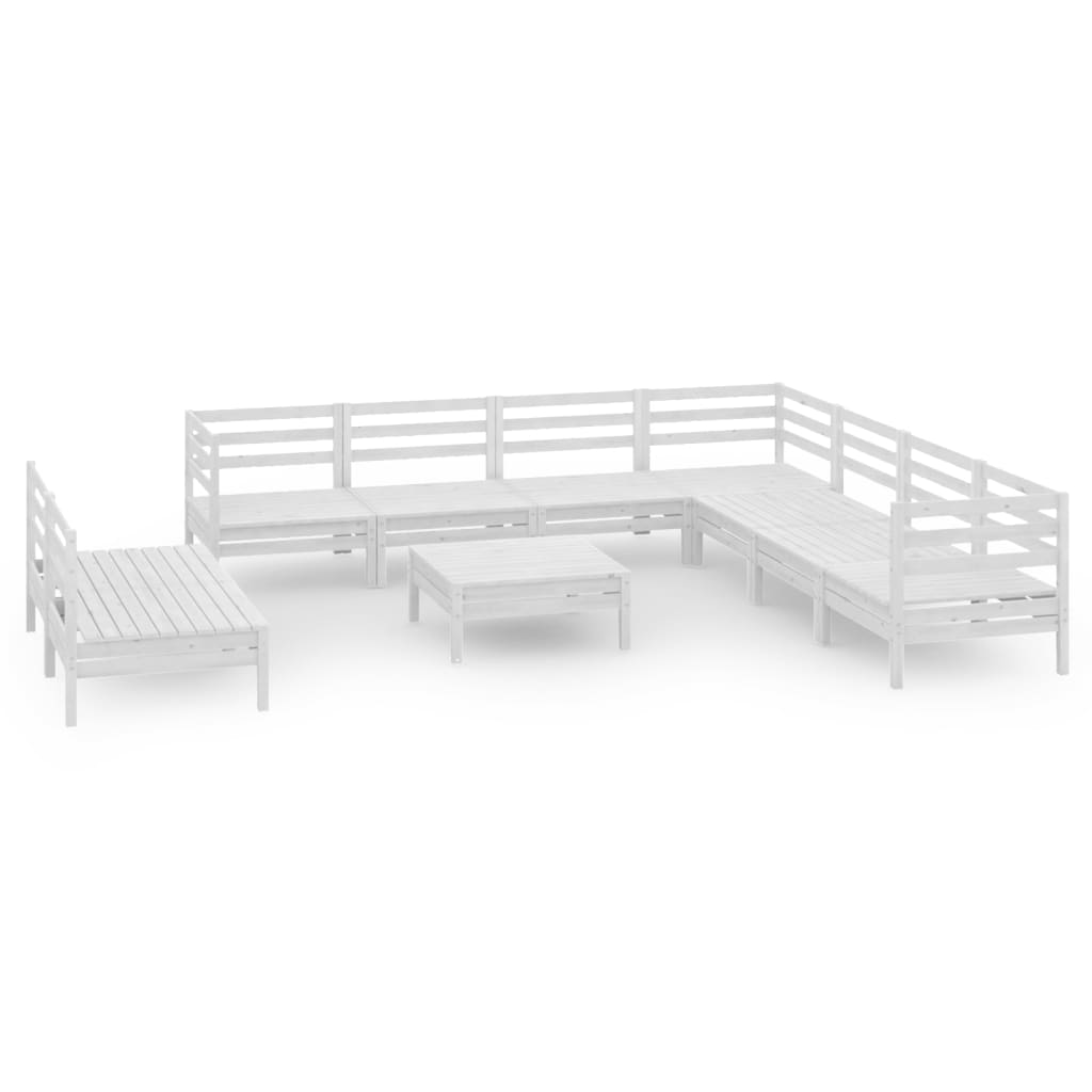 10 Piece Garden Lounge Set Solid Pinewood White