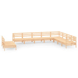 10 Piece Garden Lounge Set Solid Pinewood - Front View