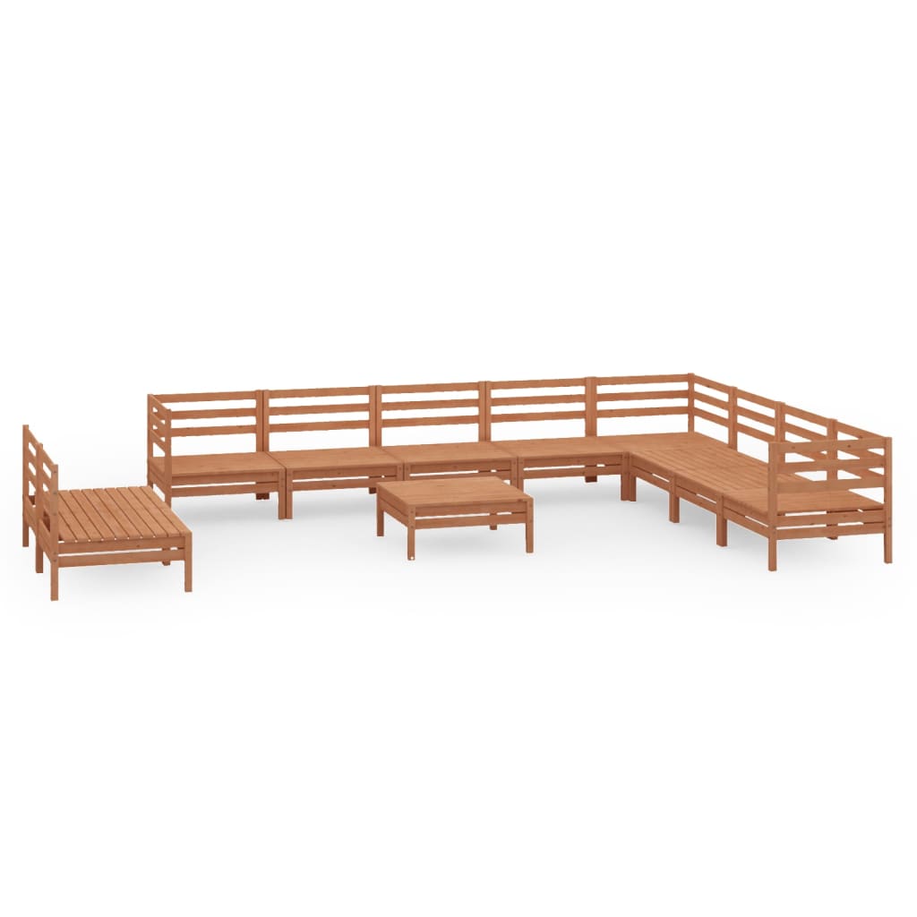 11 Piece Garden Lounge Set Solid Pinewood Honey Brown