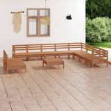 11 Piece Garden Lounge Set Solid Pinewood Honey Brown