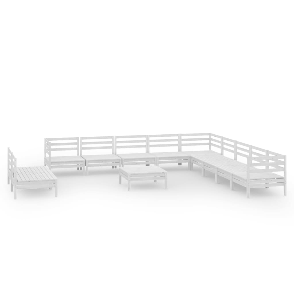 12 Piece Garden Lounge Set Solid Pinewood White
