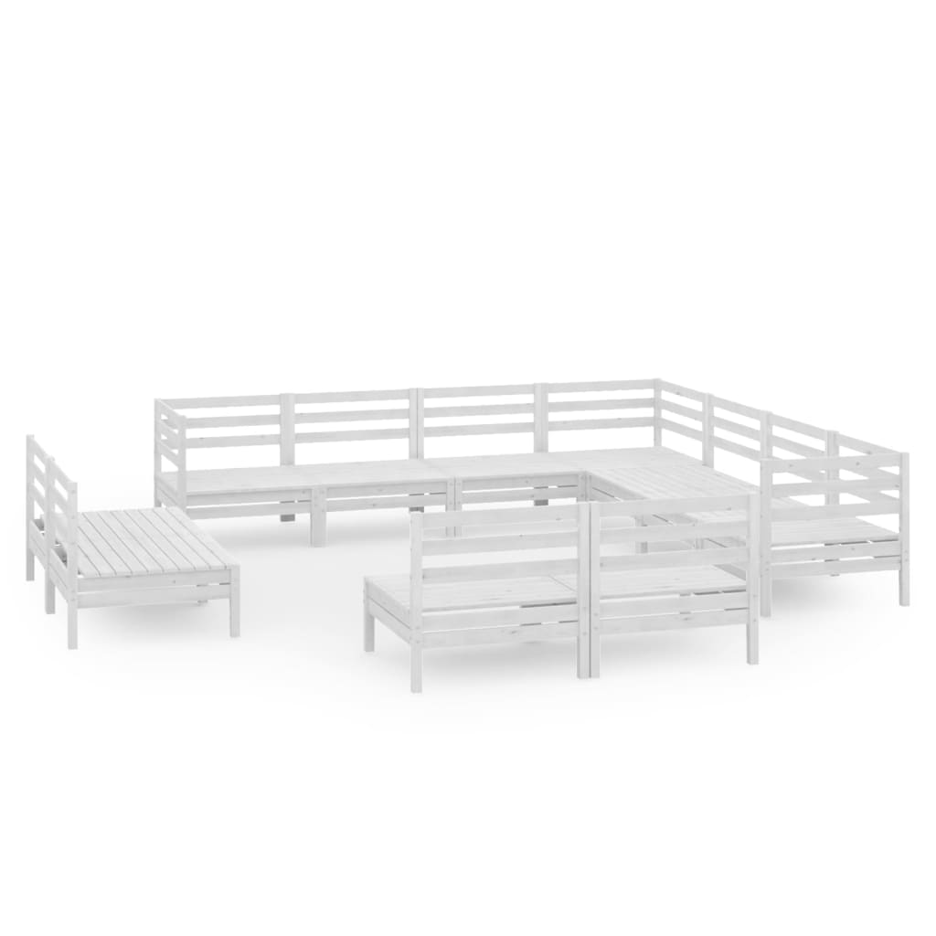 11 Piece Garden Lounge Set Solid Pinewood White