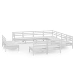 11 Piece Garden Lounge Set Solid Wood Pine White