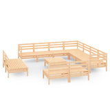12 Piece Garden Lounge Set Solid Wood Pine