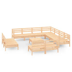 12 Piece Garden Lounge Set Solid Wood Pine