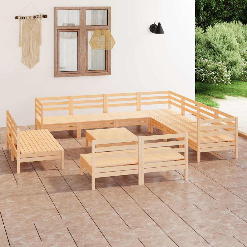 12 Piece Garden Lounge Set Solid Wood Pine