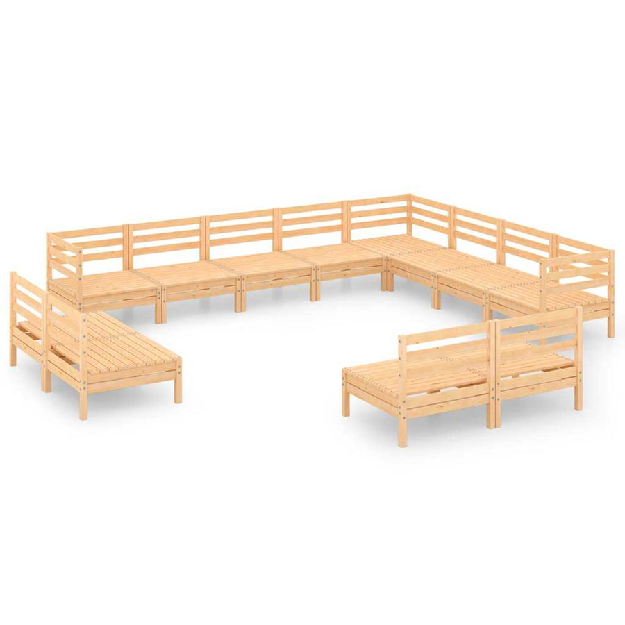 12 Piece Garden Lounge Set Solid Wood Pine