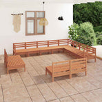 12 Piece Garden Lounge Set Solid Wood Pine Honey Brown
