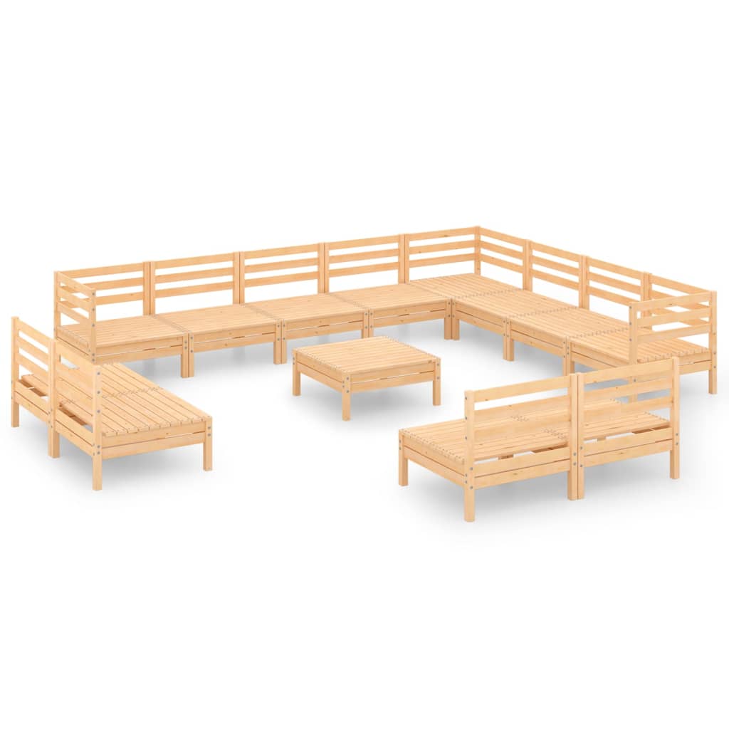 13 Piece Garden Lounge Set Solid Pinewood