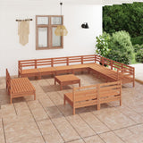 13 Piece Garden Lounge Set Solid Pinewood Honey Brown