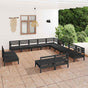 13 Piece Garden Lounge Set Solid Wood Pine Black