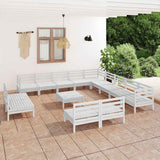 14 Piece Garden Lounge Set Solid Wood Pine White