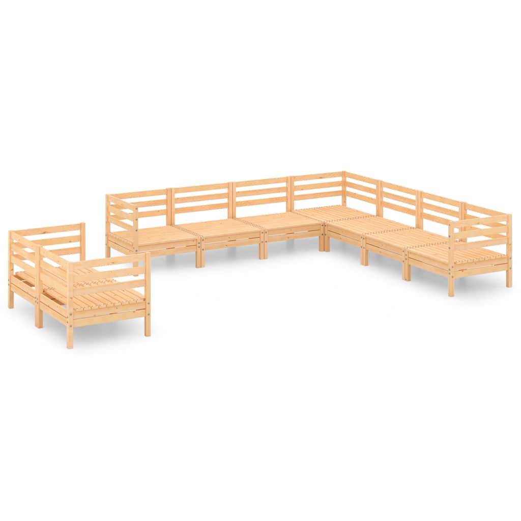 9 Piece Garden Lounge Set Solid Wood Pine