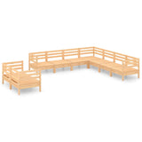 9 Piece Garden Lounge Set Solid Wood Pine - Front View