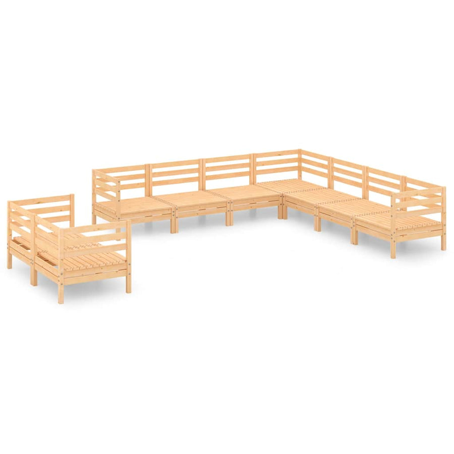 9 Piece Garden Lounge Set Solid Wood Pine