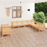 9 Piece Garden Lounge Set Solid Wood Pine