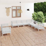 9 Piece Garden Lounge Set Solid Wood Pine White