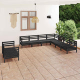 9 Piece Garden Lounge Set Solid Wood Pine Black