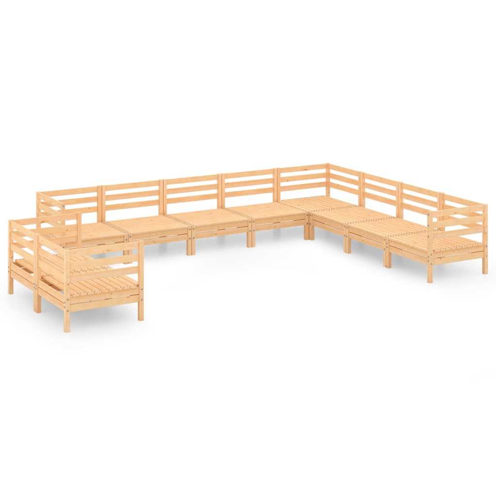 10 Piece Garden Lounge Set Solid Pinewood