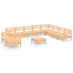 11 Piece Garden Lounge Set Solid Wood Pine